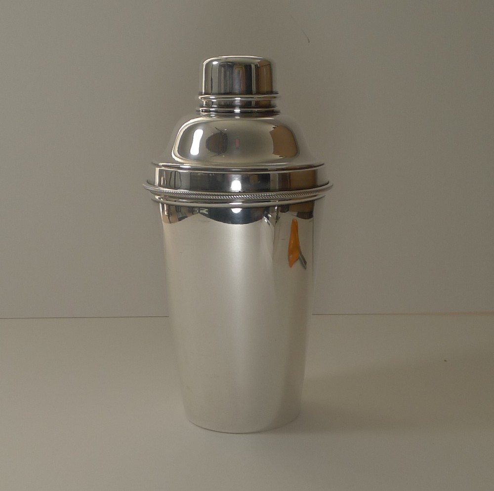 Large English Art Deco Silver Plated Cocktail Shaker by James Dixon & Sons