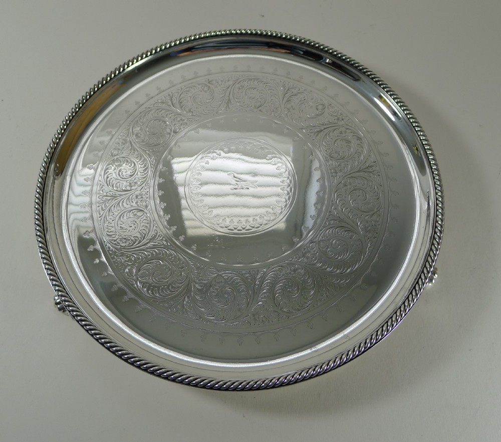 Victorian Silver Plated Drinks Salver / Tray by Elkington & Co. - 1877