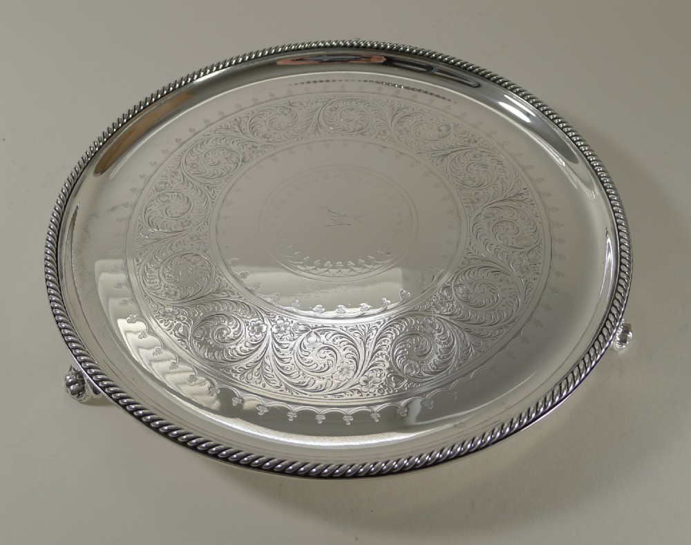 Victorian Silver Plated Drinks Salver / Tray by Elkington & Co. - 1877 View VIII