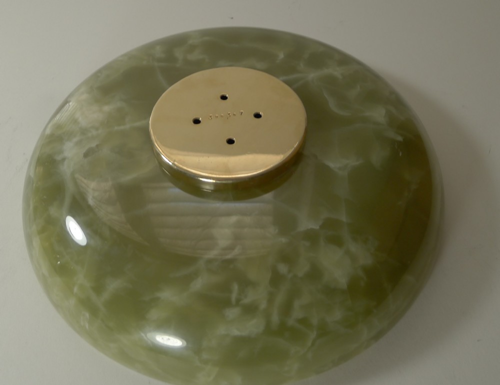 A 19th-century French gilded bronze centrepiece featuring sculpted cherubs around a central trunk stem supporting a shallow green onyx bowl. View III