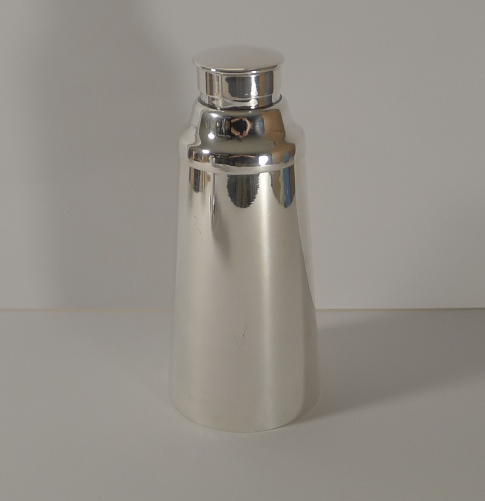 Unusual English Modernist Silver Plated Cocktail Shaker c.1920