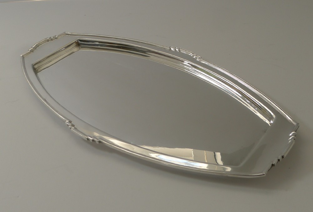 Stylish Art Deco Silver Plated Cocktail Tray - Reg. No. For 1933