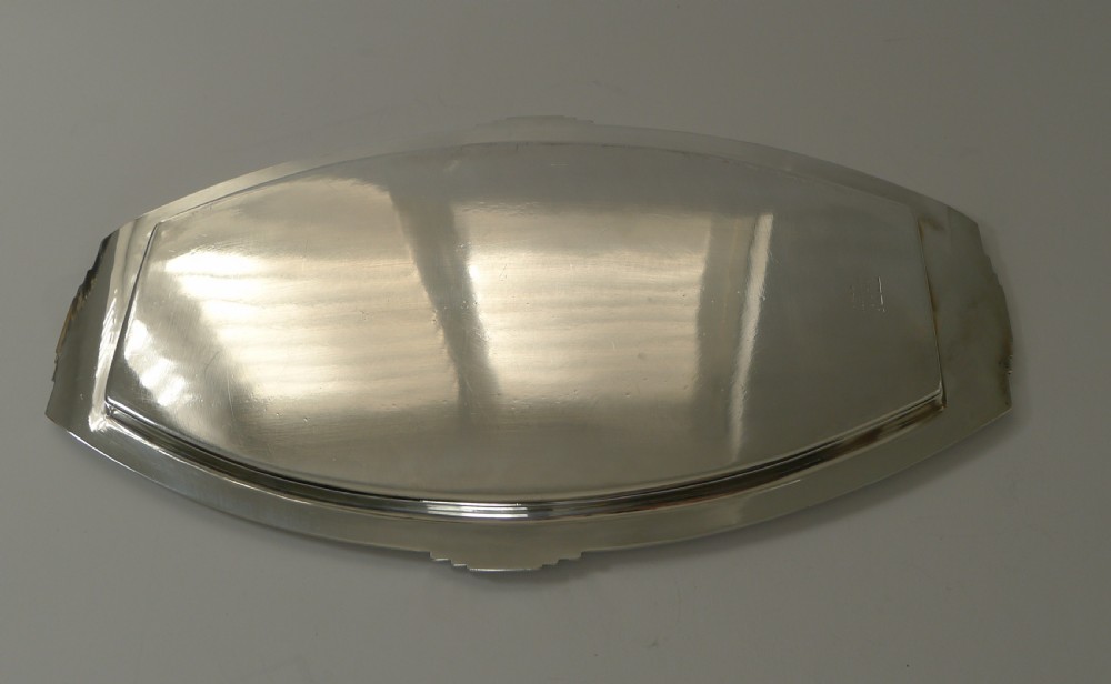 Stylish Art Deco Silver Plated Cocktail Tray - Reg. No. For 1933 View X