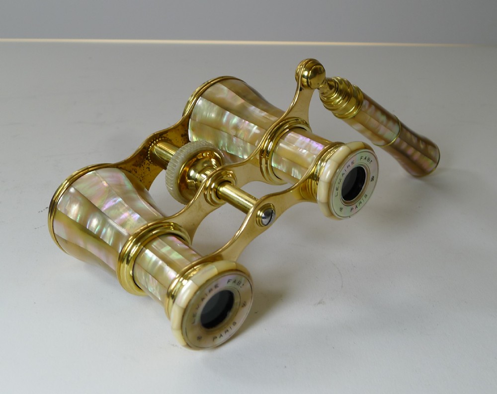 Finest French Mother of Pearl Lorgnette Opera Glasses by LeMaire, Paris