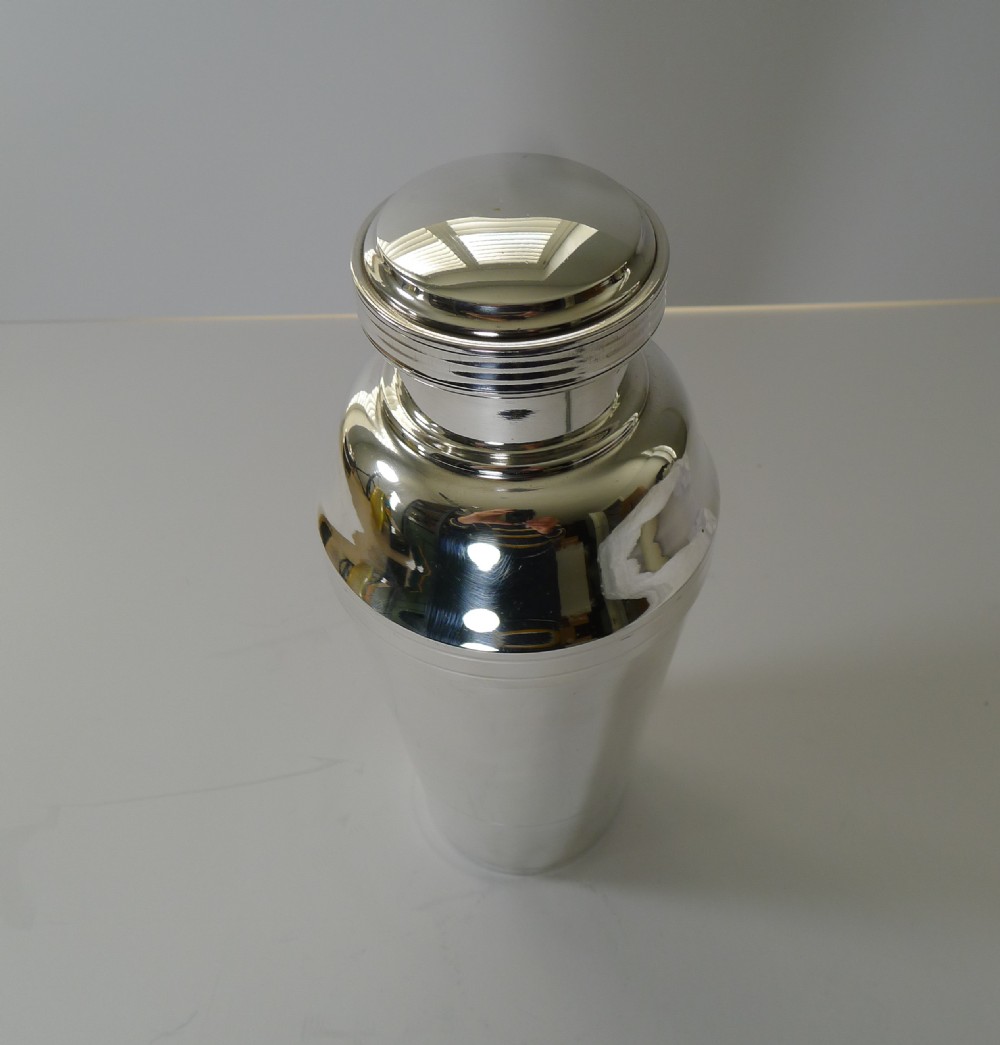 Striking Large French Art Deco Silver Plated Cocktail Shaker c.1930 View IX