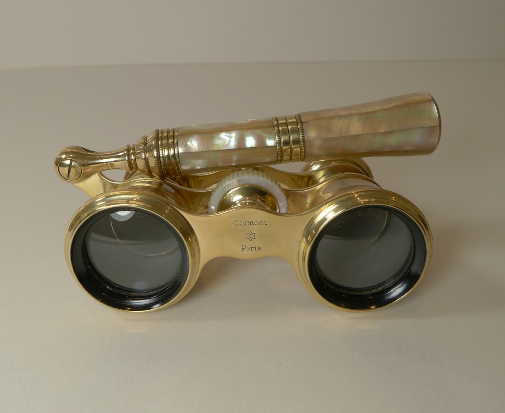 French Mother of Pearl Lorgnette Opera Glasses c.1900 by Colmont, Paris View V