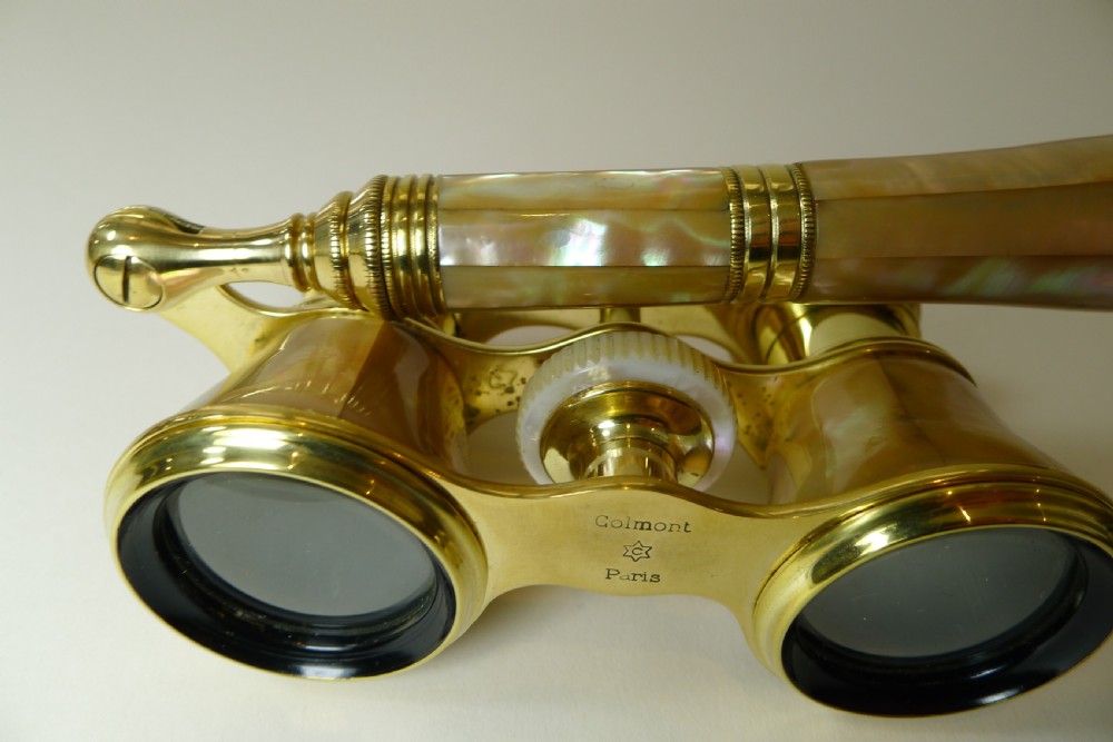 French Mother of Pearl Lorgnette Opera Glasses c.1900 by Colmont, Paris View VIII