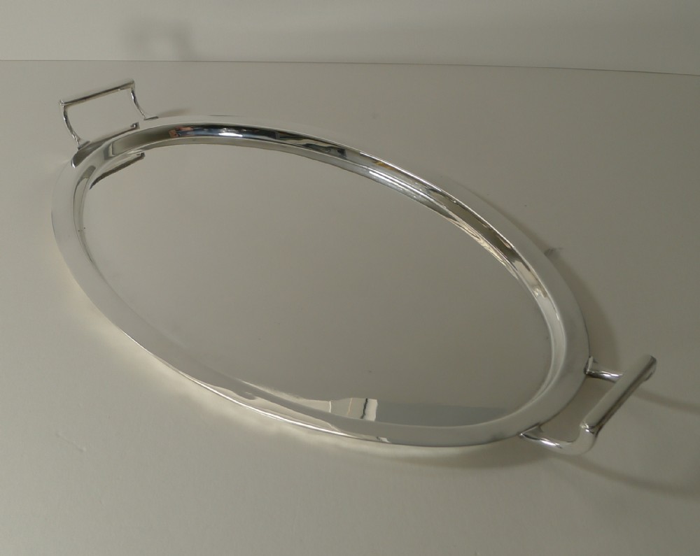 English Art Deco Silver Plated Cocktail Tray by C W Fletcher