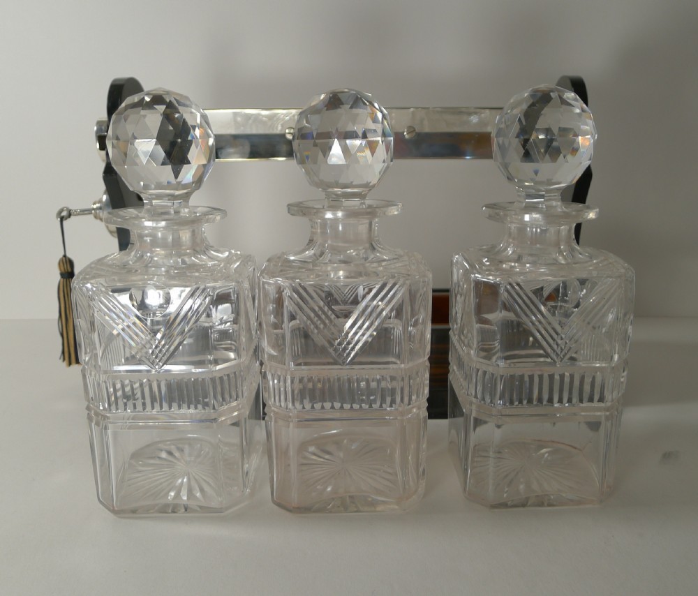 Antique English Coromandel & Silver Plated Tantalus - Mappin & Webb View VII