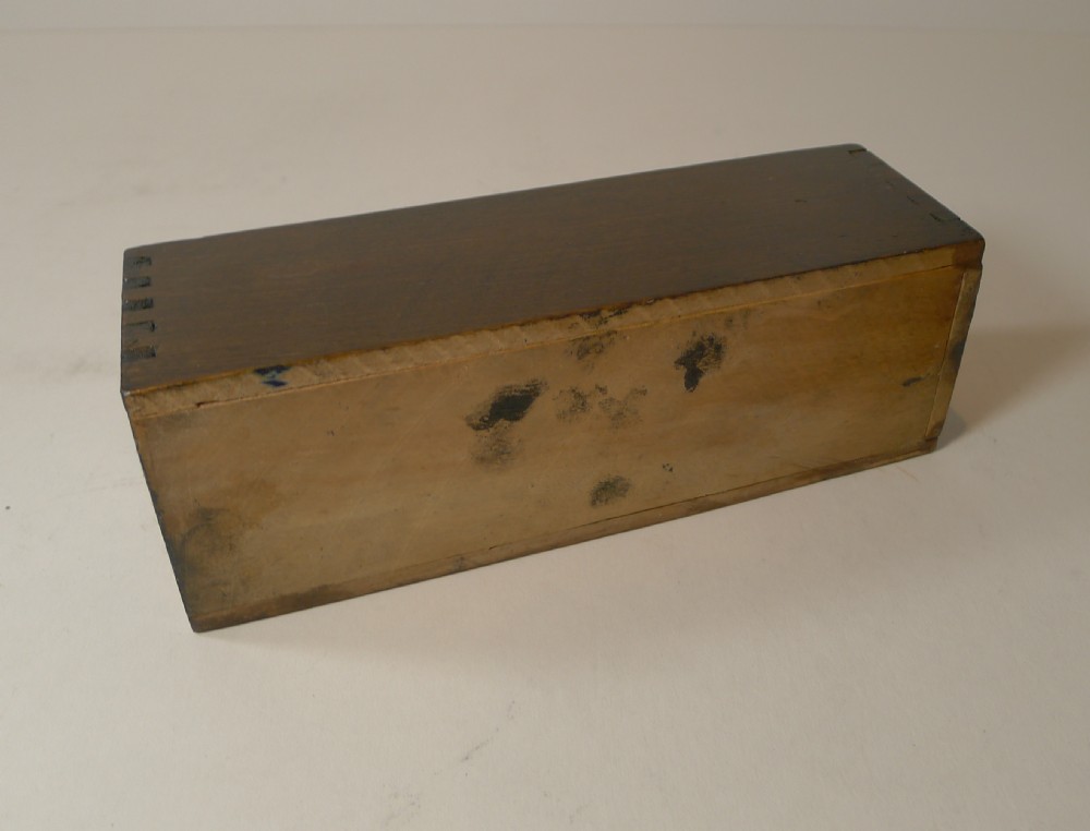 Antique English Boxed Bone & Ebony Wood Dominoes View II