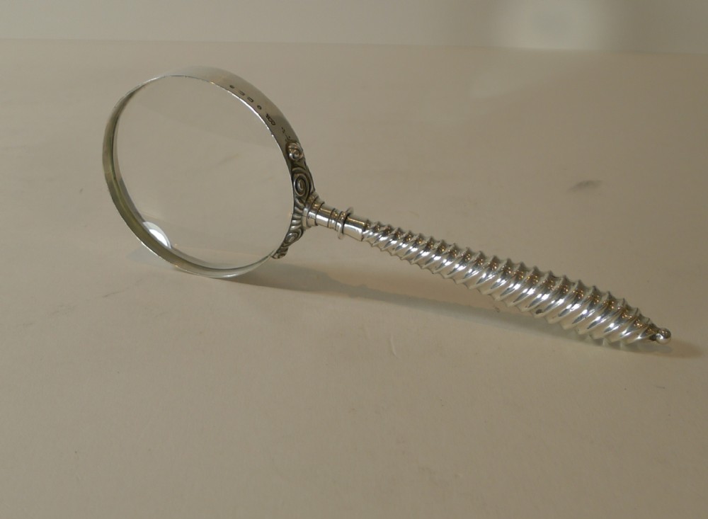 Antique English Sterling Silver Magnifying Glass - 1888