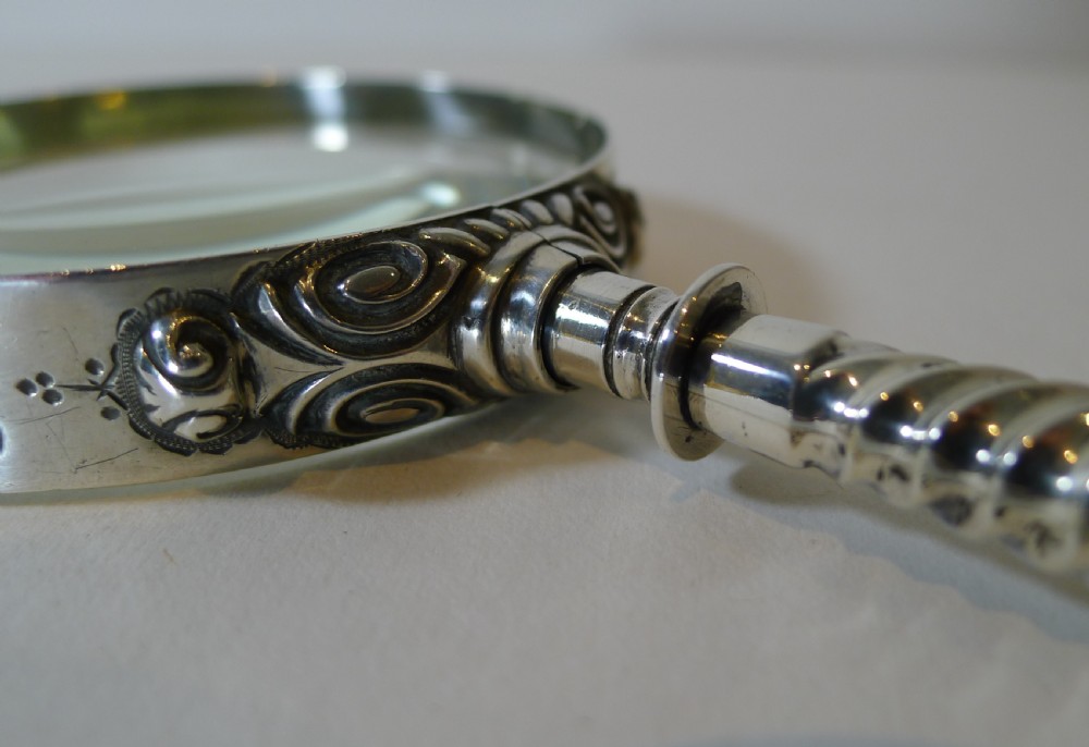 Antique English Sterling Silver Magnifying Glass - 1888 View III