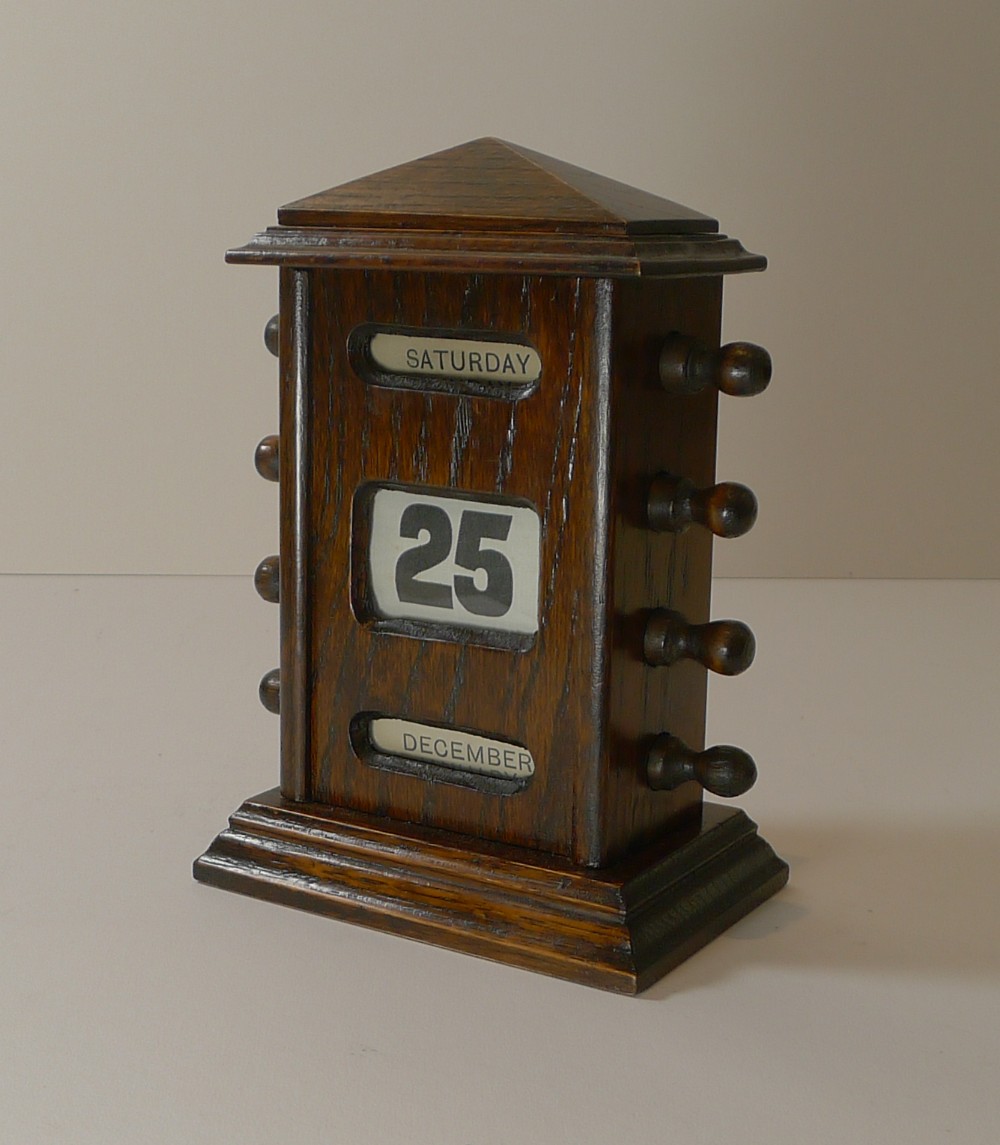 Small Antique English Oak Perpetual Calendar c.1900