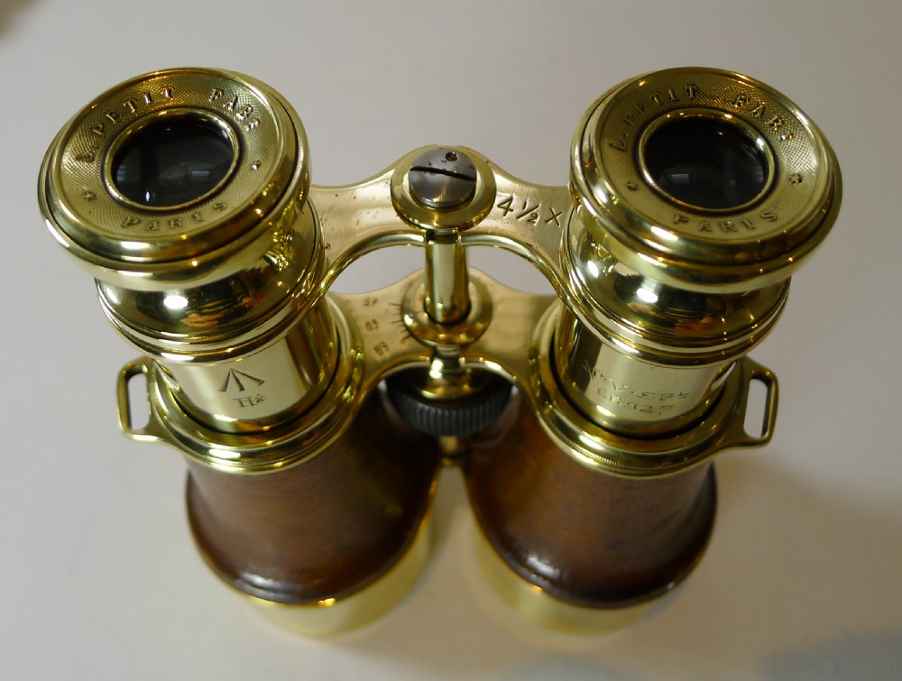 WW1 Issued Antique French Binoculars Signed L. Petit, Paris View IX