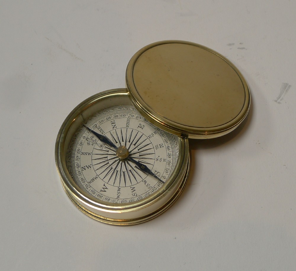Antique English Brass Cased Compass c.1890