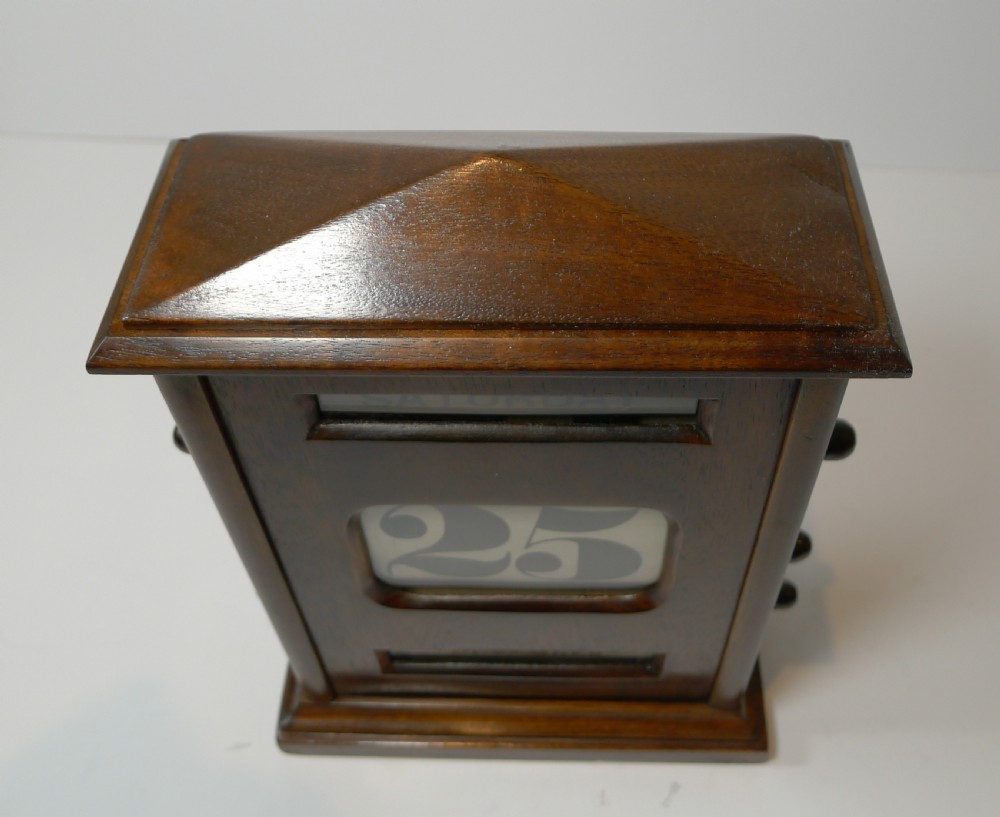 Large Antique English Mahogany Perpetual Desk Calendar c.1900 View II