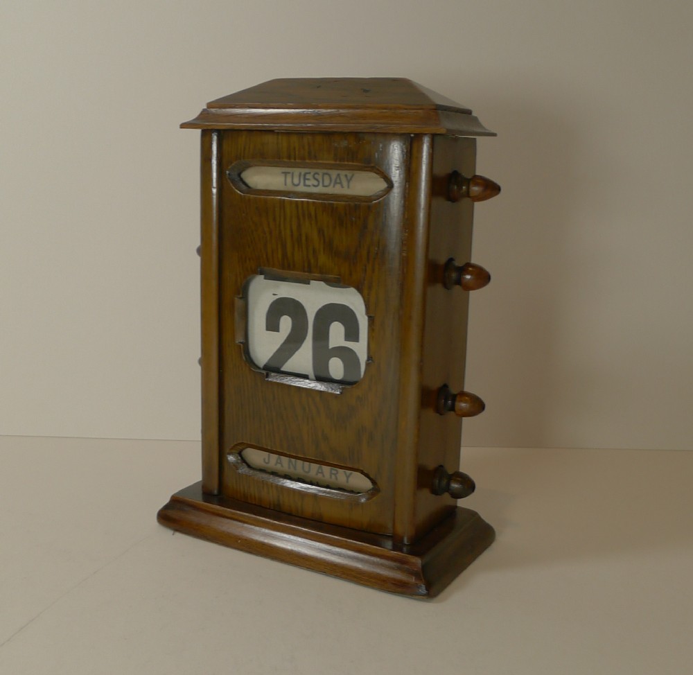 Antique English Oak Perpetual Calendar, c.1910
