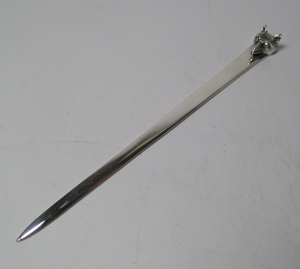 Asprey - Novelty Silver Fox Letter Opener - Chester 1928