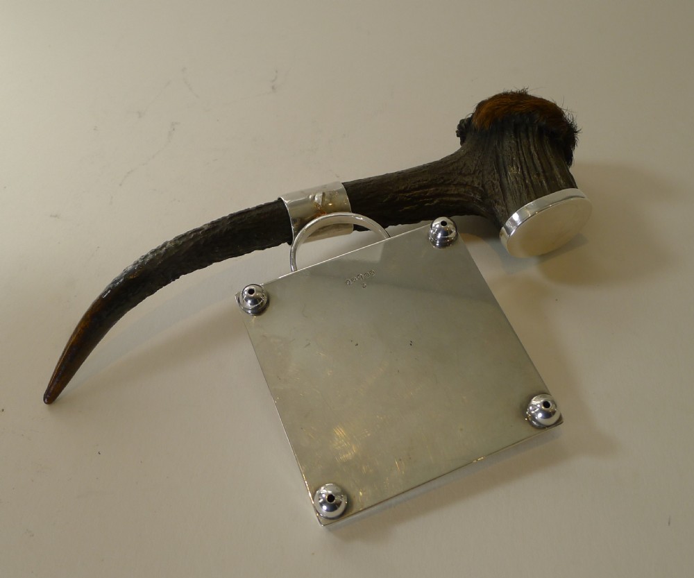 Grand Cut Glass, Silver Plate & Horn Stag Inkwell c.1901 View II