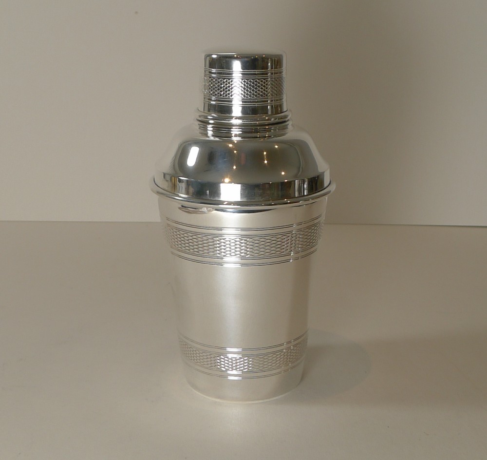 Handsome English Art Deco Silver Plated Cocktail Shaker c.1930's