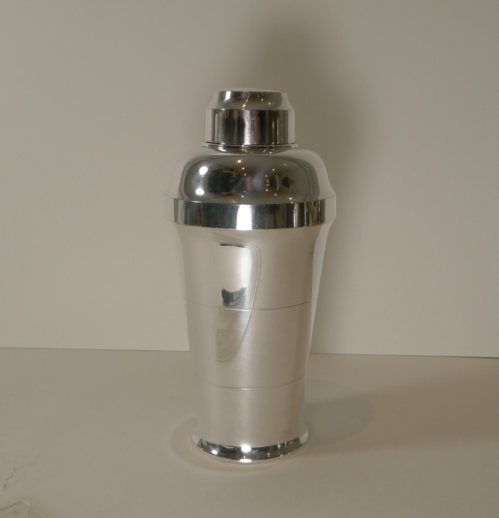 French Art Deco Silver Plated Cocktail Shaker c.1930 by St Medard, Paris