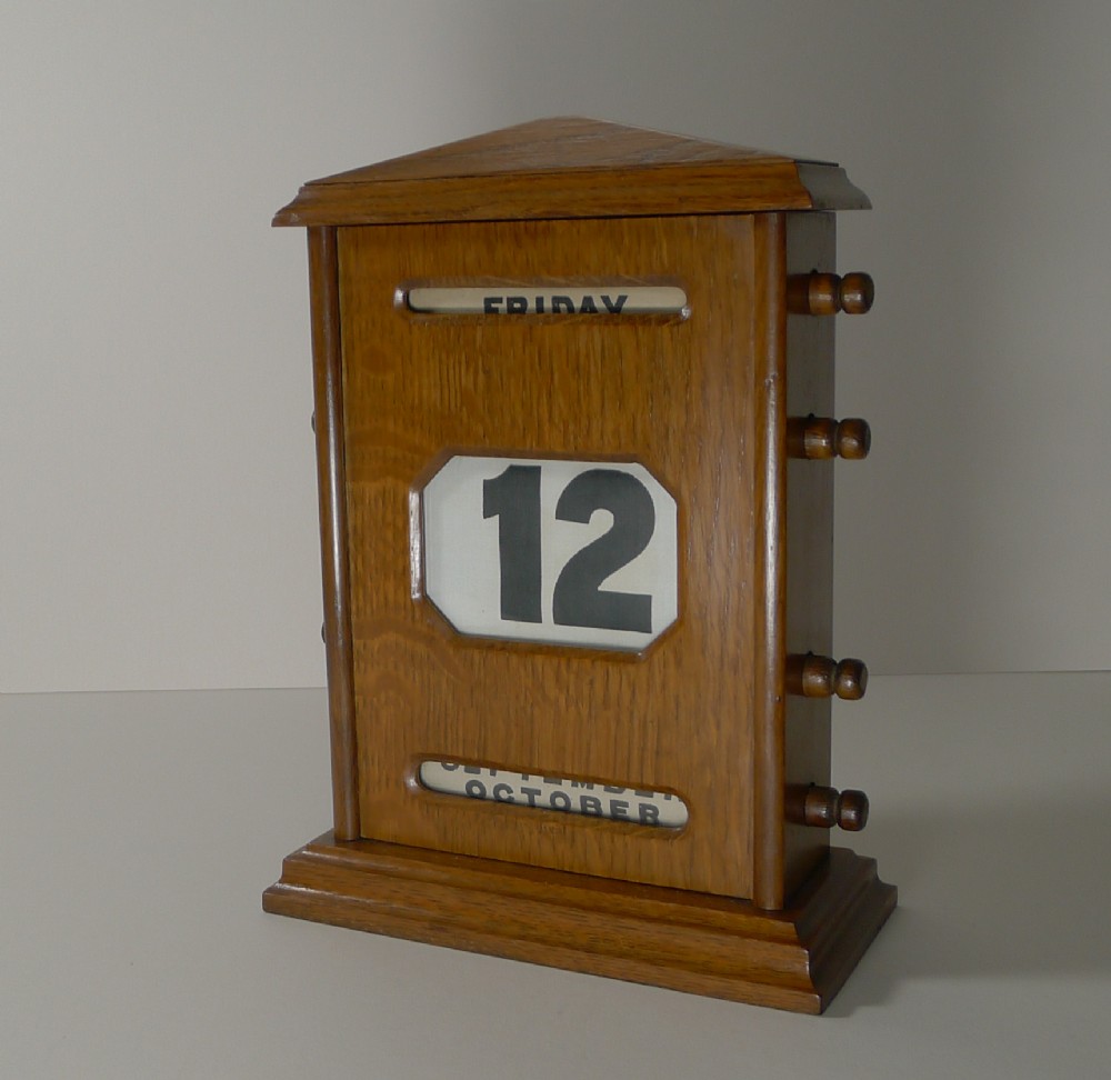 Large Antique English Oak Perpetual Calendar c.1920