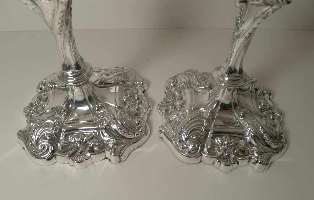 Pair Antique English Silver Plated Candelabra by Jenkins & Timm View VII
