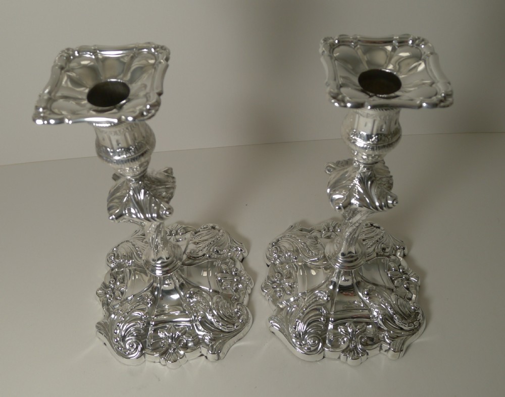 Pair Antique English Silver Plated Candelabra by Jenkins & Timm View VIII