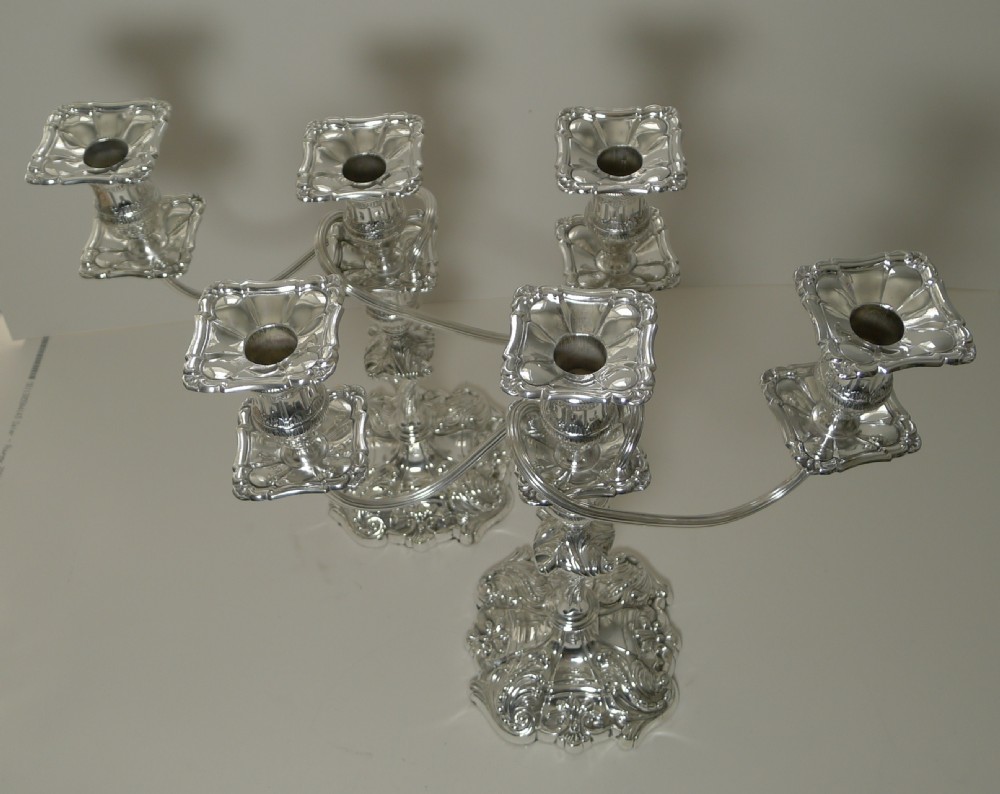 Pair Antique English Silver Plated Candelabra by Jenkins & Timm View IX