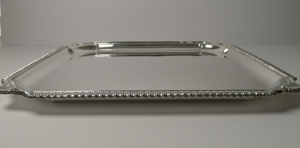 Large English Square Silver Plated Cocktail / Drinks Tray c.1930 View III