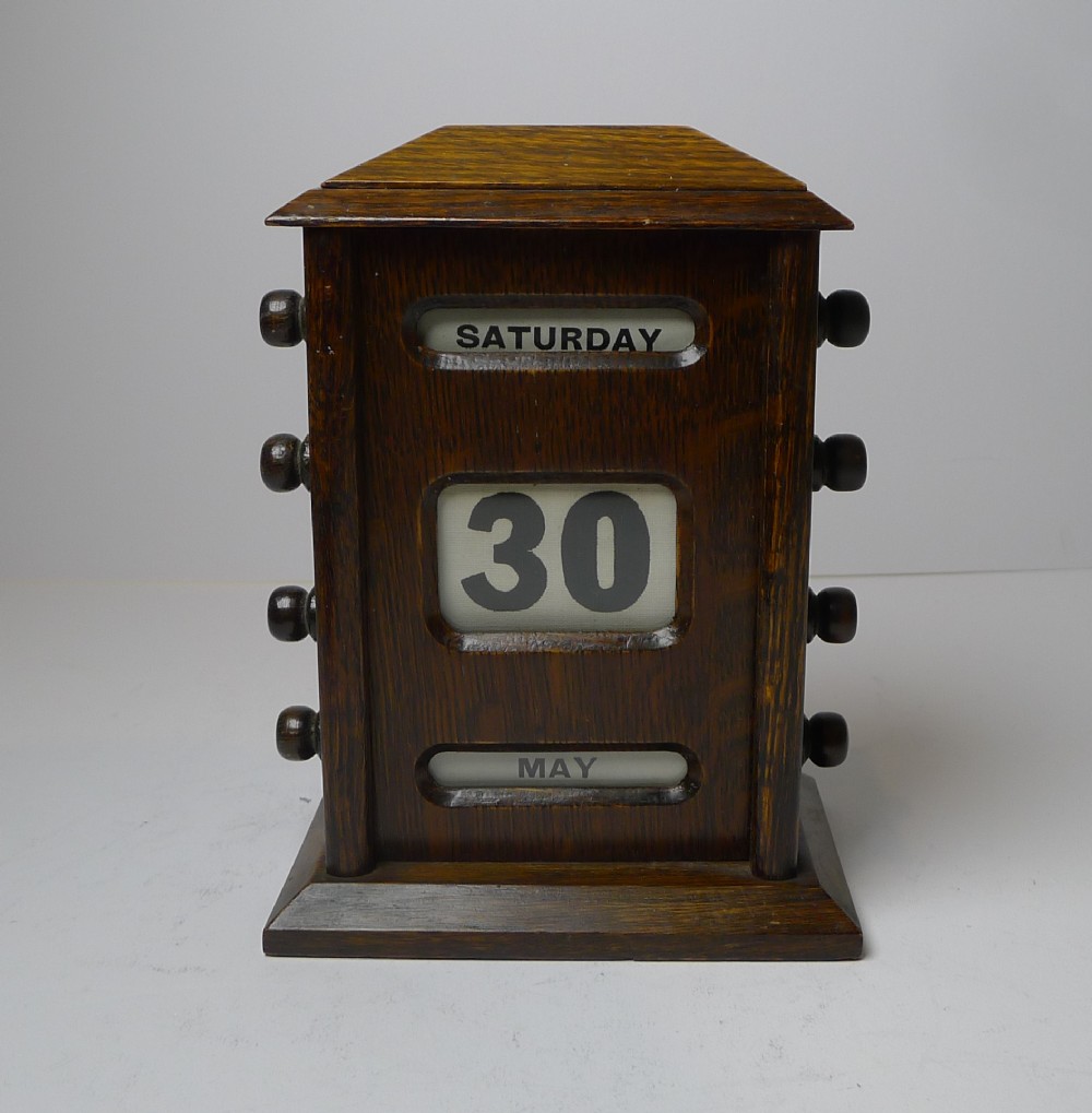Small Antique English Oak Perpetual Calendar c.1900