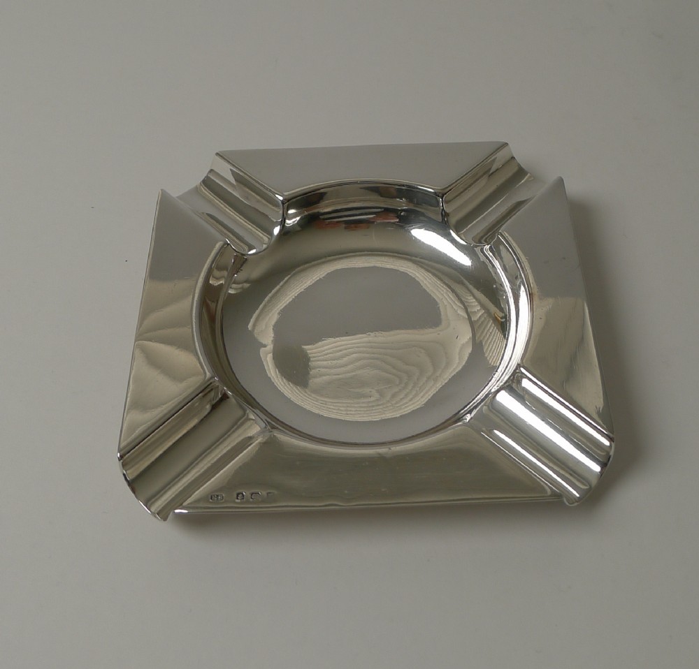 English Art Deco Sterling Silver Ashtray - 1928