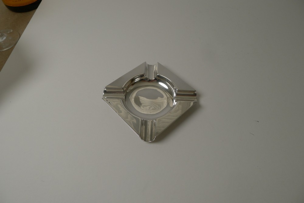 English Art Deco Sterling Silver Ashtray - 1928 View V