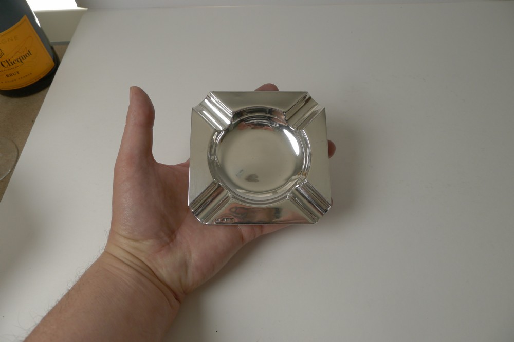 English Art Deco Sterling Silver Ashtray - 1928 View VIII