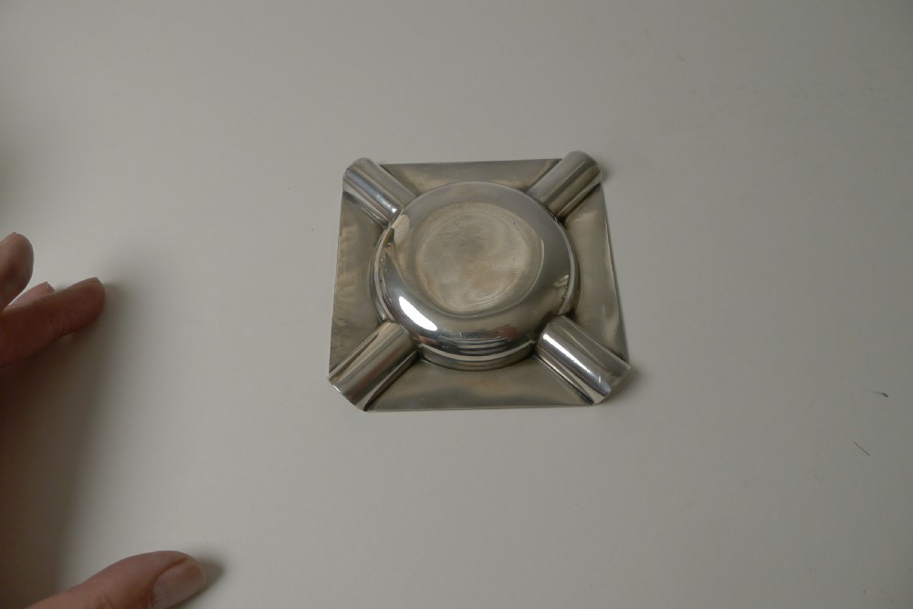English Art Deco Sterling Silver Ashtray - 1928 View X