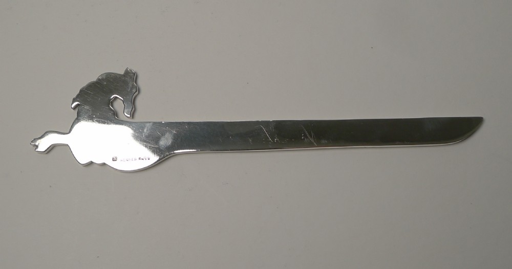 Vintage Hermes, Paris, Silvered Bronze Letter Opener - Equestrian View IV