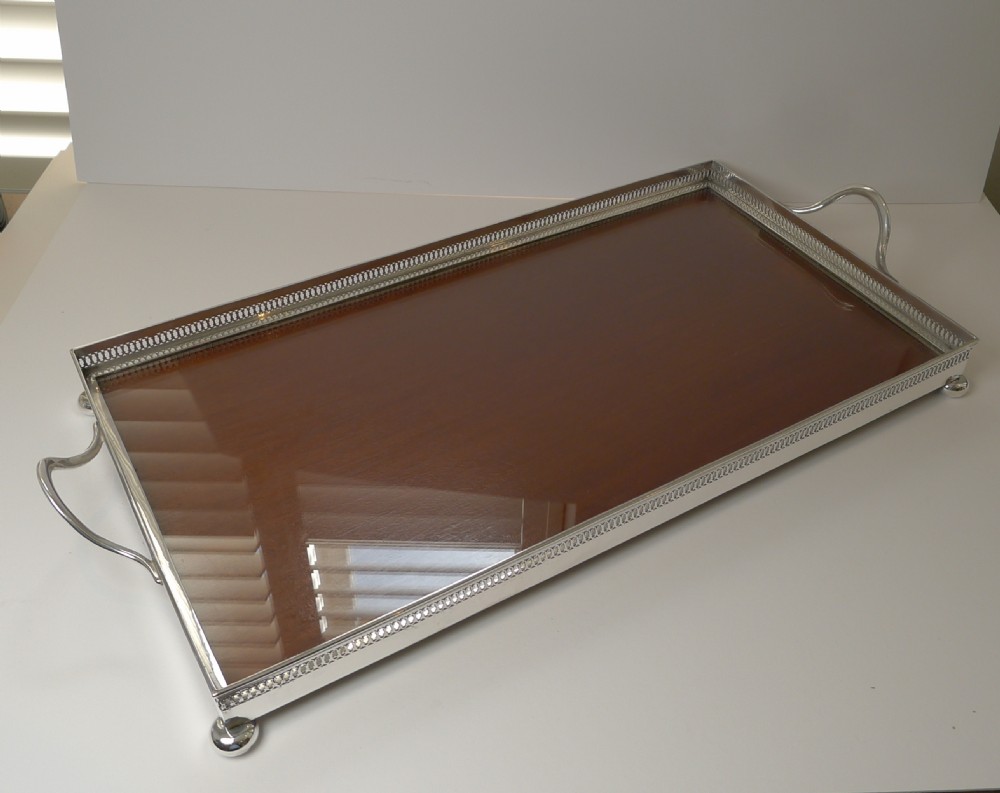 Mahogany, Glass & Silver Plated Tray by John Grinsell & Sons c.1900