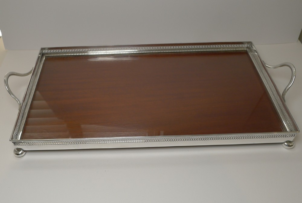 Mahogany, Glass & Silver Plated Tray by John Grinsell & Sons c.1900 View IV