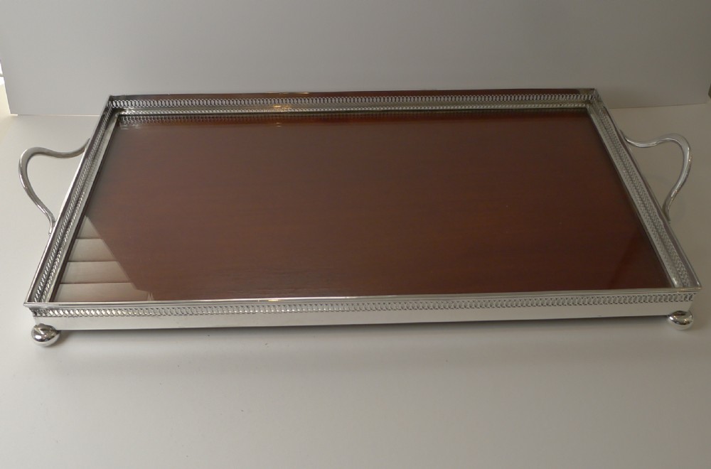 Mahogany, Glass & Silver Plated Tray by John Grinsell & Sons c.1900 View VII