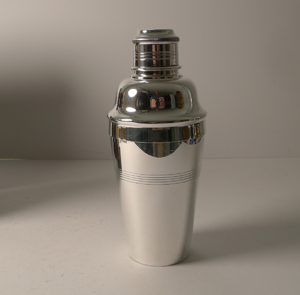 English Art Deco Silver Plated Cocktail Shaker by Elkington & Co.
