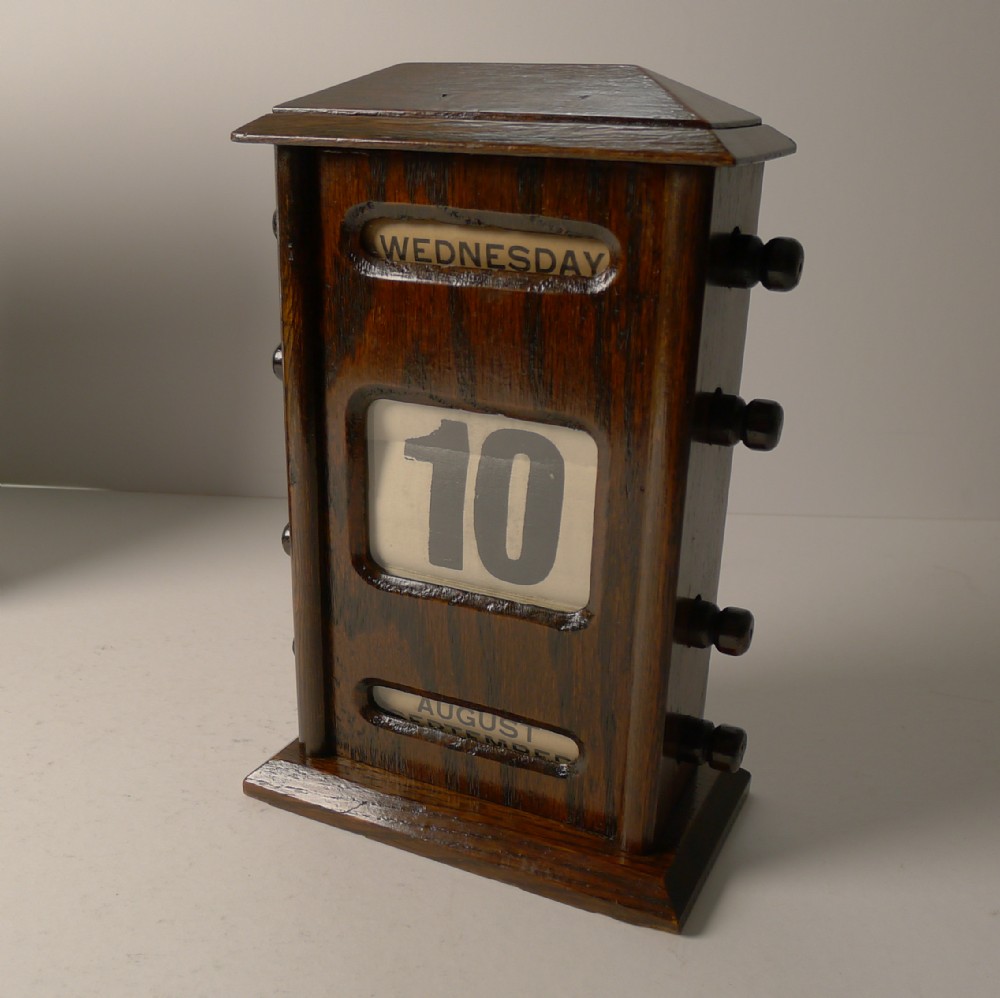 Antique English Oak Perpetual Calendar, c.1910