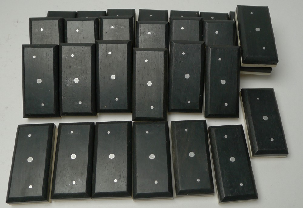 Antique English Boxed Bone & Ebony Wood Dominoes View V