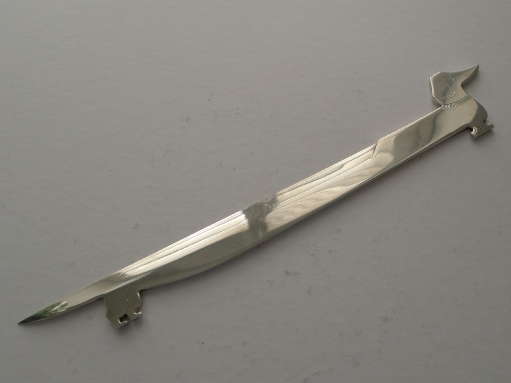 RARE - Hermes, Paris Sterling Silver Letter Opener - Dachshund c.1950's View III
