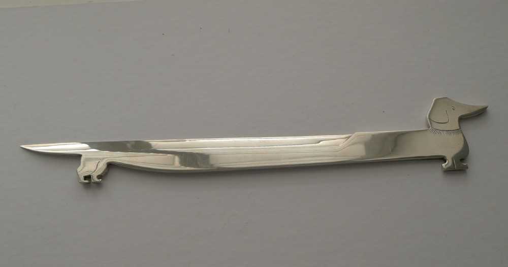 RARE - Hermes, Paris Sterling Silver Letter Opener - Dachshund c.1950's View VII
