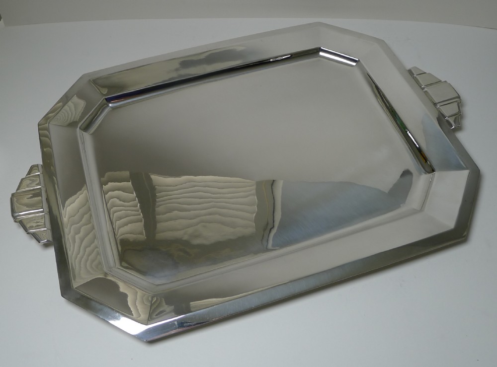 Grand French Silver Plated Drinks Tray by Saglier Freres, Paris - Art Deco  View VI