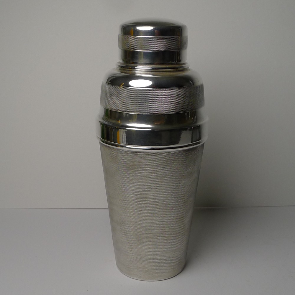 Rare Art Deco Engine Turned Cocktail Shaker
