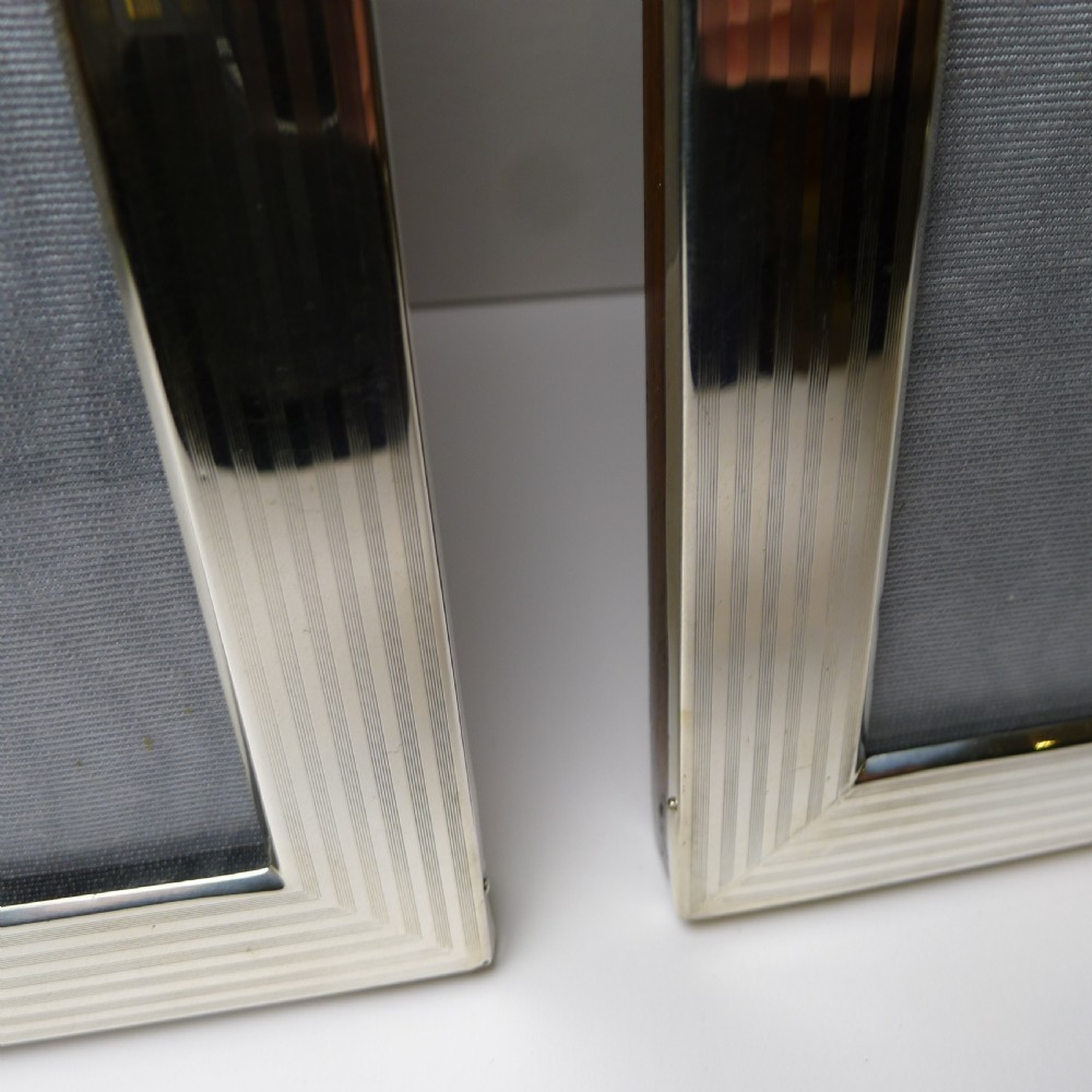 Pair Large Engine Turned English Silver Photograph / Picture Frames View III