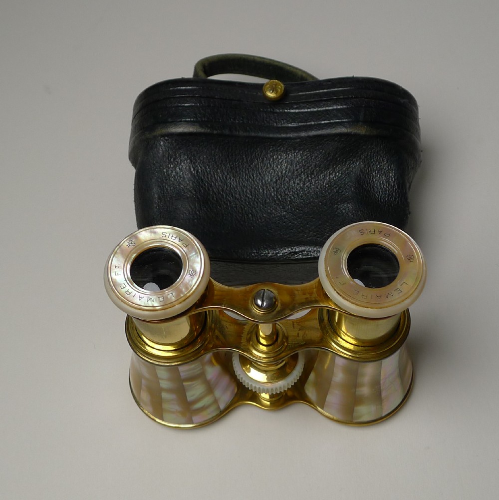 Fine Pair Antique Mother of Pearl Opera Glasses by LeMaire, Paris c.1900