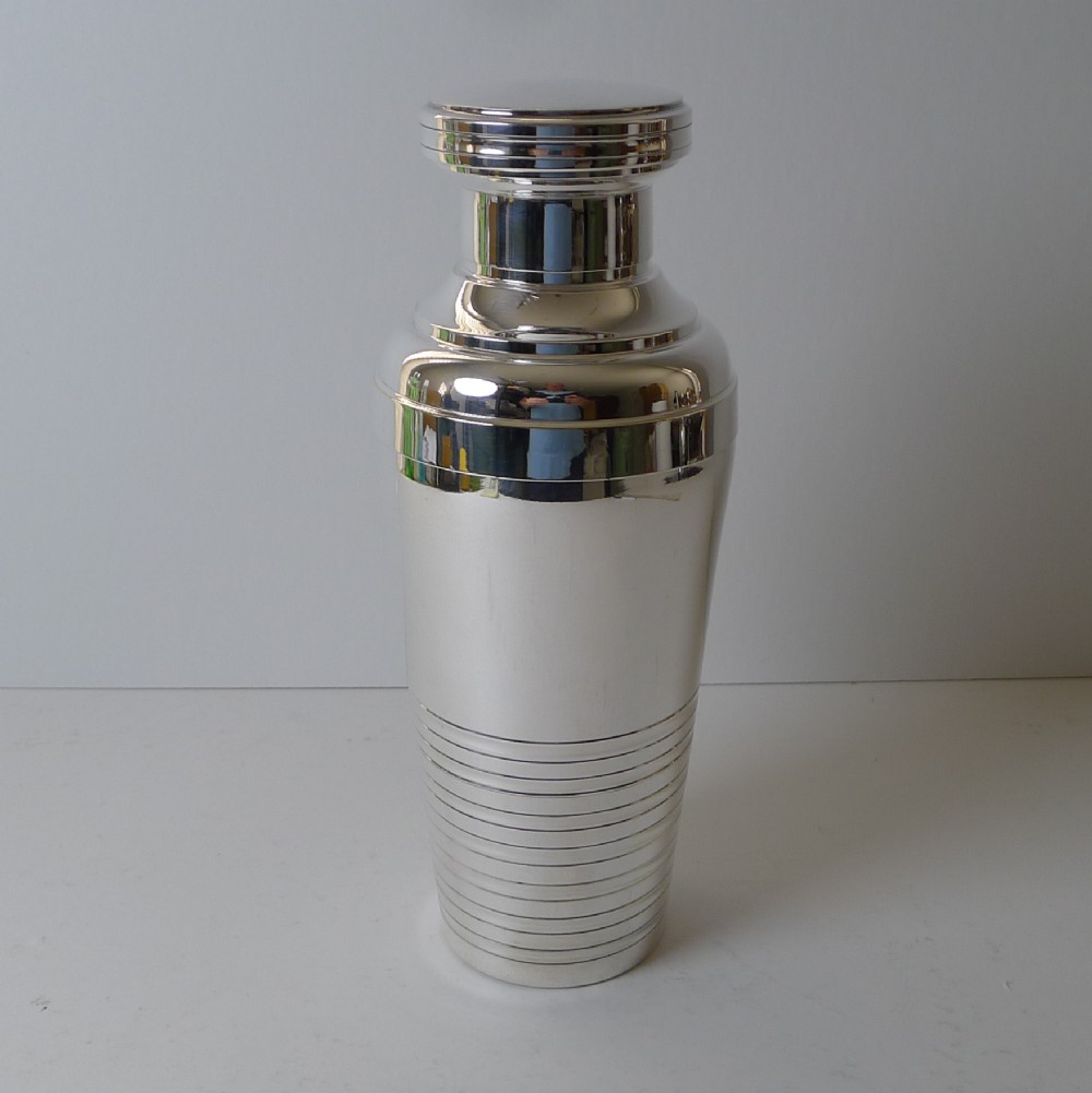 Handsome French Silver Plated Art Deco Cocktail Shaker