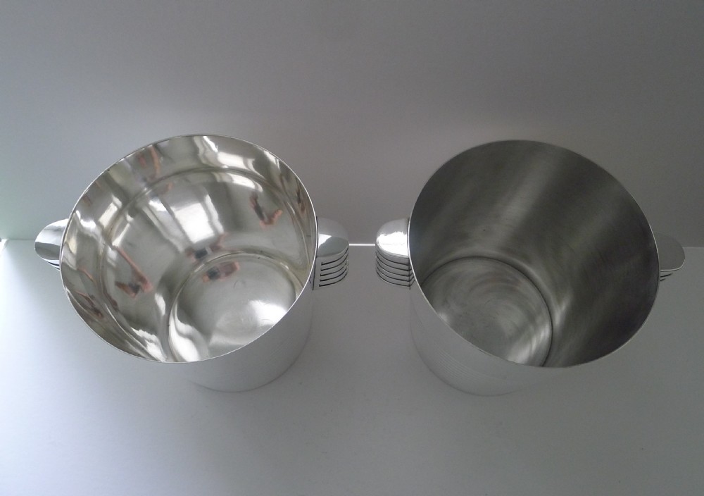 Luc Lanel for Christofle Pair Wine / Champagne Cooler - Ondulations c.1932 View III